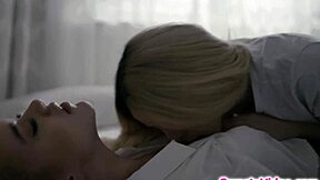 Lesbian teen comforts then fingers her bff