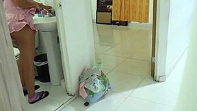 find stepdaughter masturbating with toothbrush and fuck her pussy