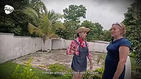 PERV GRANDMA hires young gardener for anal