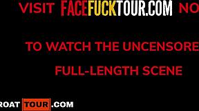 busty latina teen 18+ drooling on her knees gets rough deepthroat for the job