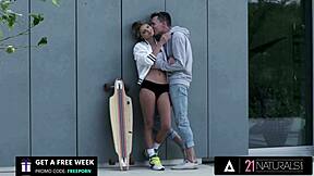 petite 18+ skatergirl gina takes huge dick up her ass outside