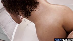 little submissive princess rides in bathroom