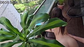 real 18 year old girl has sex on a balcony