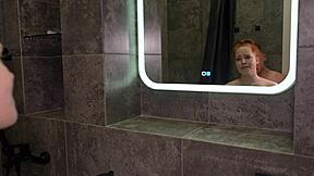 she rubbed her back and gave herself a fuck in the ass during shower time at home after school