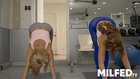 young guy spying on hot milfs at the gym