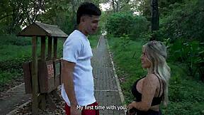 Blonde sucks strangers cock right in park today