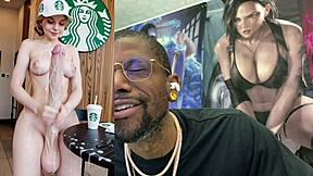 transgender ebony stepdaughter cums all over herself