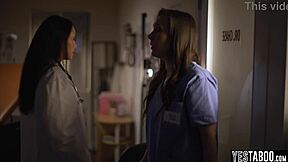 latina milf doctor seduces and fucks petite 18+ nurse to save her job