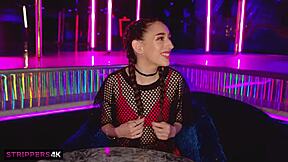 Tiny dancer works high rollers pole.