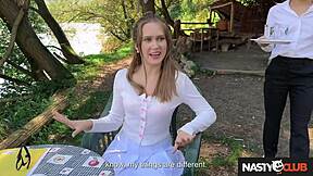 Perky blonde film student una fairy goes on a blind date riverside