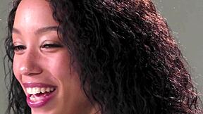 Small tits petite ebony beauty strips to relax with vibrator