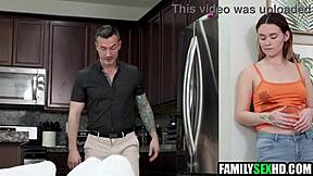 sneaky stepdad and stepdaughter fuck while others are away