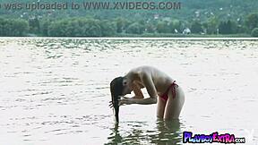 petite czech teen strips and poses naked at beach