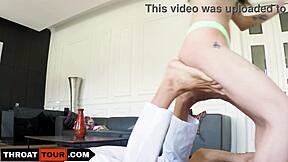 This petite 18+ 18yo college girl came for yoga lessons ended up getting throat fucked rough