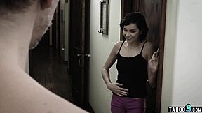 big cocked guy tricks teen babysitter into rough sex on the job