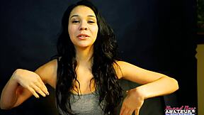 Tattooed petite 18+ brunette sabrina passionate blowjob