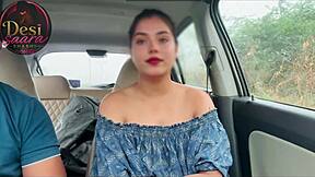 Indian beautiful stepsister taken outdoors and fucked hard when she was alone in the car