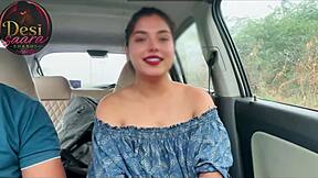 Indian beautiful stepsister taken outdoors and fucked hard when she was alone in the car