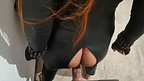 bubble ass trans black widow anal fucking herself during secret mission