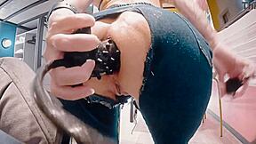 sexy girl in tight jeans fucks her huge ass