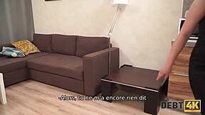 Blonde teen rides cock for debt