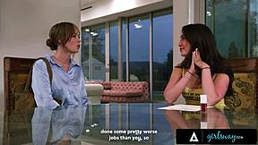 Petite jane wilde tricks babysitter into lesbian spanking