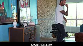 Smallhoe experiences a powerful orgasm with her stepdad in this intimate scene