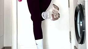 pissing my leggings after the gym got home with a bursting full bladder wetting my yoga pants & panties