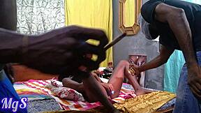 ebony slim slut teen with boyfriend making porn