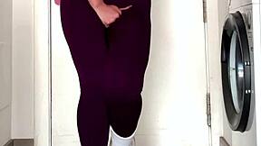 pissing my leggings after the gym got home with a bursting full bladder wetting my yoga pants & panties