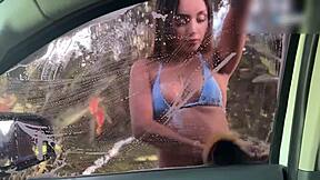 beautiful car wash girl gets fucked by one of her clients
