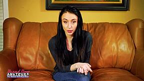 Olyssia Tiny Tattoo Brunette Gives Eager Rimjob Messy Blowjob