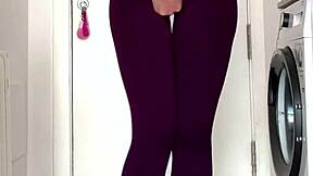 pissing my leggings after the gym got home with a bursting full bladder wetting my yoga pants & panties