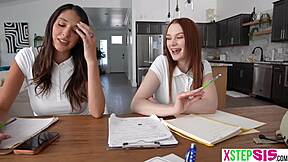 Bisexual college teen 18+ stepsister and bff threesome with stepbro