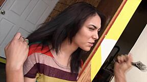 Brunette girl next door fucks a hunk