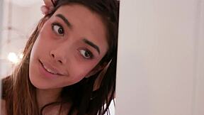 Horny stepsis catches virgin stepbro and fucks him