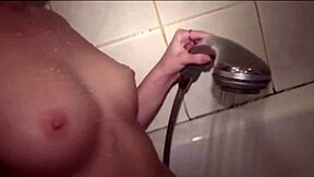 Tiny miley with natural tits shower orgasm