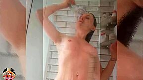 wet look horny milf shaving and soapy shower for you