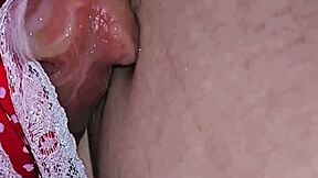 he cums hard inside her panties on train