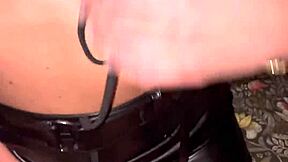 No need to rotate your phone the party got hot in a leather mini skirt and extra tiny 18 thong part 1