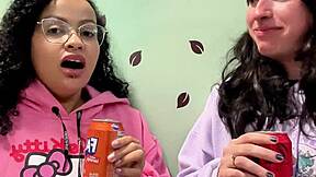burping contest drinking soda lesbian couple
