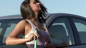 petite teen 18+ kacey 18 masturbates outdoors