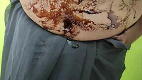 romantic chocolate lick foreplay on face