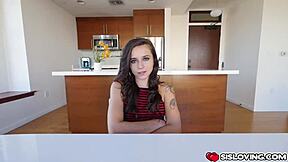 Step Bro Screwing Kharlie Stones Shaved Pussy On Top With Big Cock