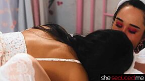 SheSeducedMe Lesbian Easter Egg Hunt with Wet Kissing Action.