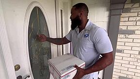 Latina chats with mailman casually