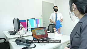 Boss licks staff ass in office 😈