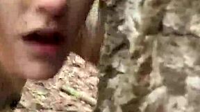 Caught In Forest, Goth Babe Begs For Cock While Submissive Outdoors