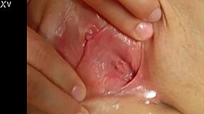 A European woman enjoys a solo session with natural beauty and milk squirt