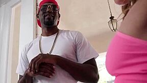 Alexis James lives out fantasy by banging pizza delivery man in hardcore interracial scene!